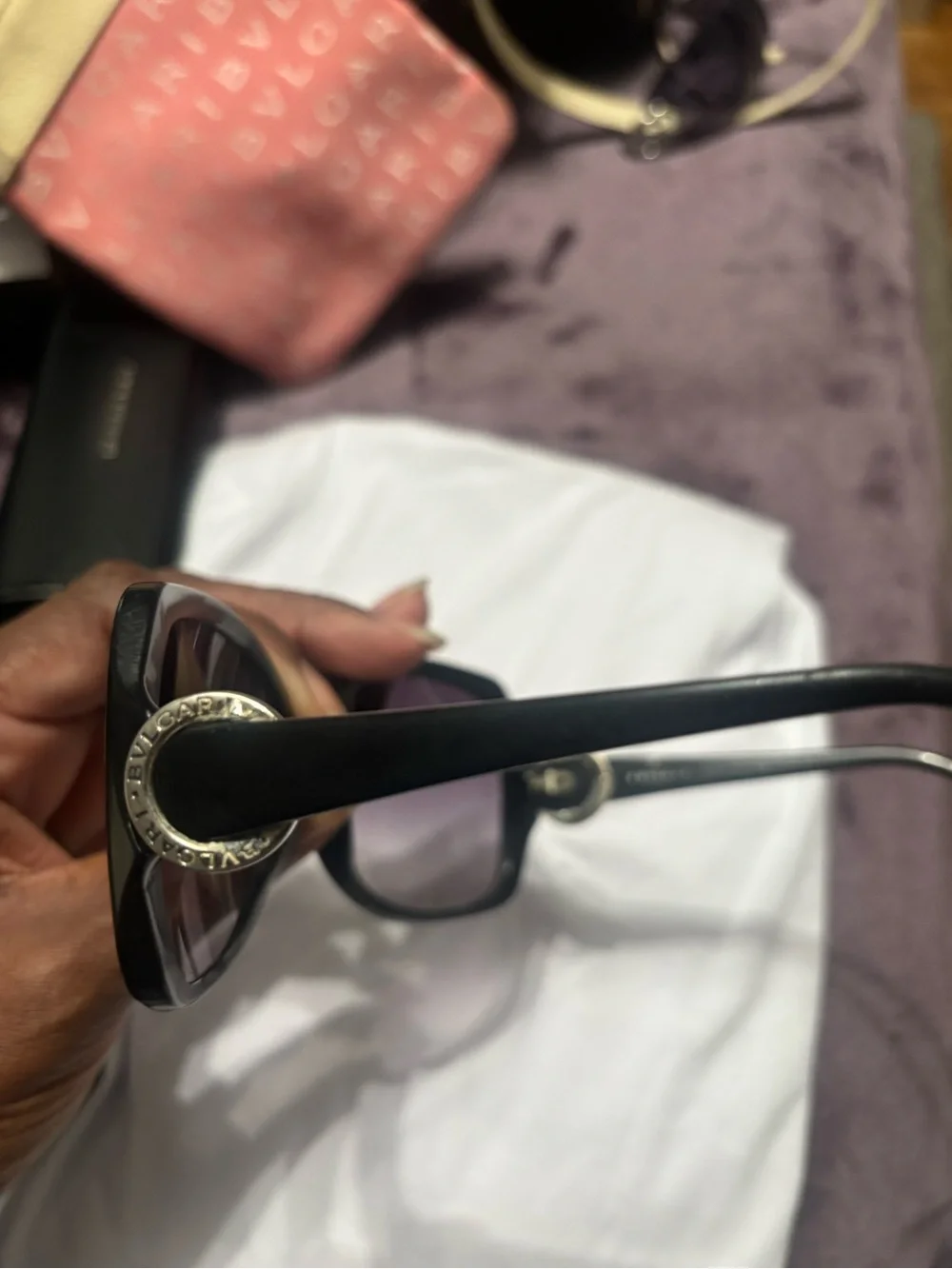 Bulgari Black Frame Sunglasses with Gradient Gray Lenses